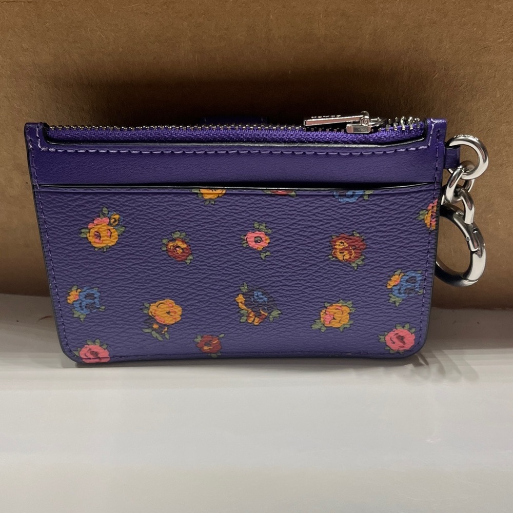 NWOT Coach Violet Floral Card Case - Picture 2 of 5